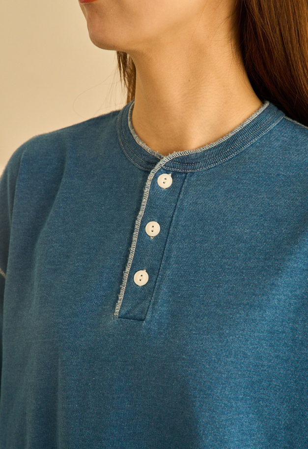 Healthknit Henleyneck S/S Tee(Indigo)