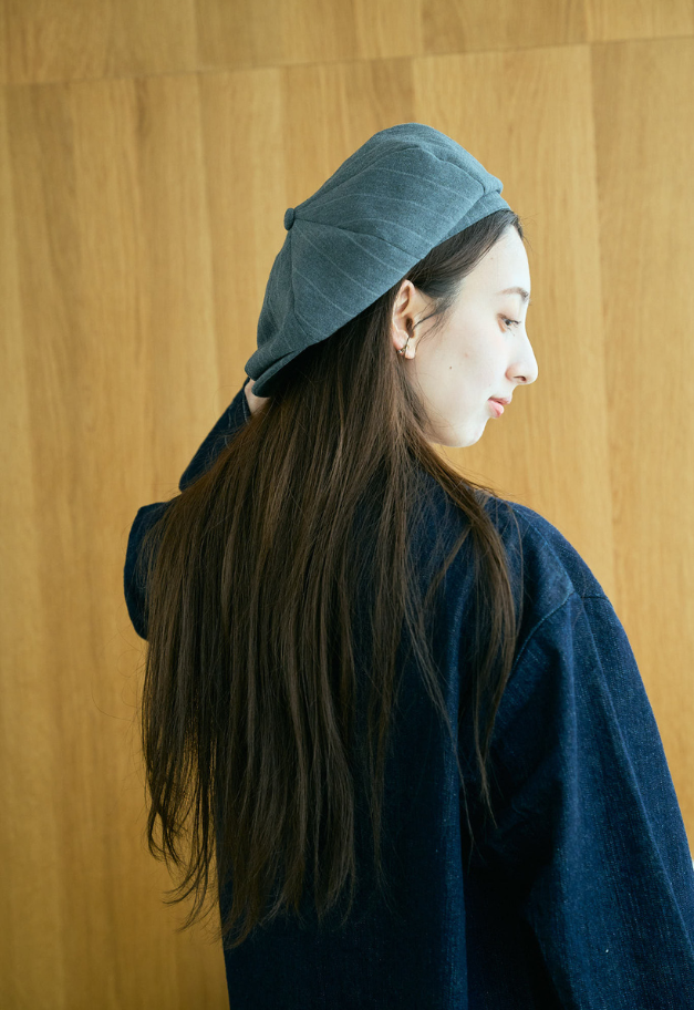 PORTER CLASSIC PIN STRIPE LINEN COTTON CASQUETTE【UNISEX/残M BL.NA L BL各1点】