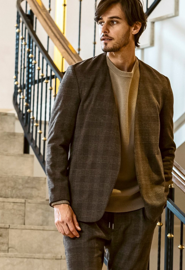 1PIU1UGUALE3 RELAX GLEN CHECK COLLARLESS JACKET【予約商品】