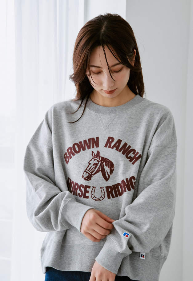 RUSSELL ATHLETIC Wmns Brushed Fleece Sweat Cropped Shirt