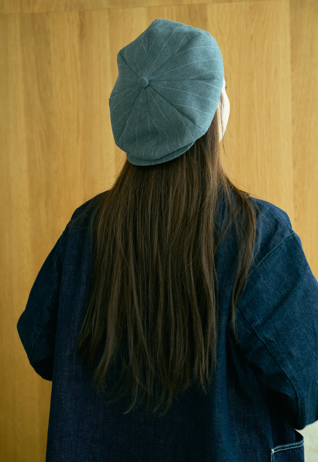 PORTER CLASSIC PIN STRIPE LINEN COTTON CASQUETTE【UNISEX/残M BL.NA L BL各1点】