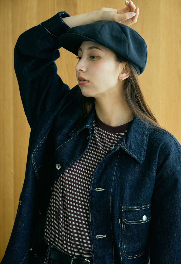 PORTER CLASSIC PIN STRIPE LINEN COTTON CASQUETTE【UNISEX/残M BL.NA L BL各1点】