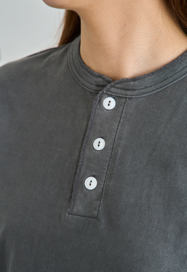 Healthknit Henleyneck S/S Tee(Sulfur dye)