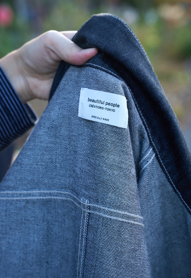 beautiful people selvedge denim square big blouson【black/indigo】