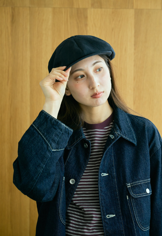 PORTER CLASSIC PIN STRIPE LINEN COTTON CASQUETTE【UNISEX/残M BL.NA L BL各1点】