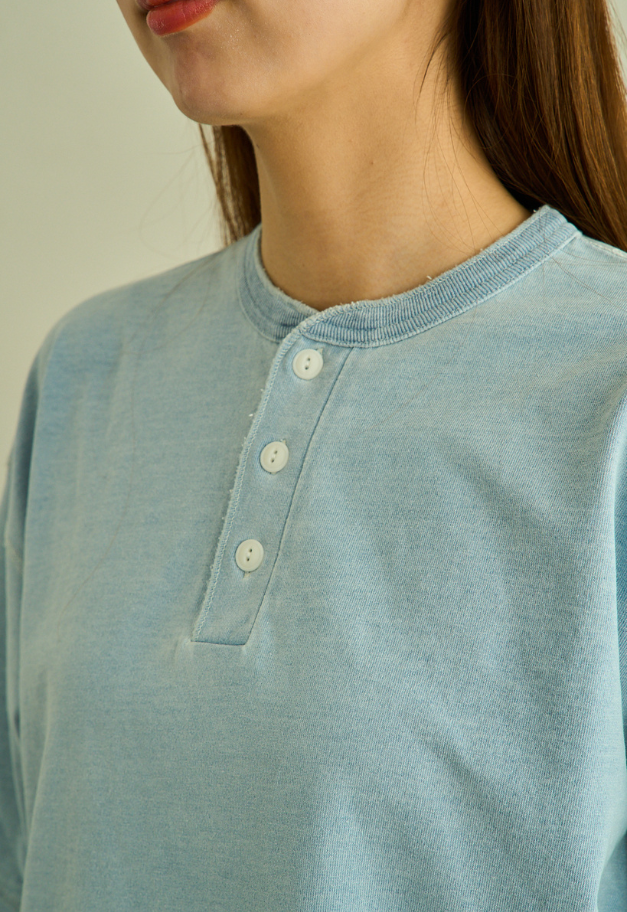 Healthknit Henleyneck S/S Tee(Indigo)