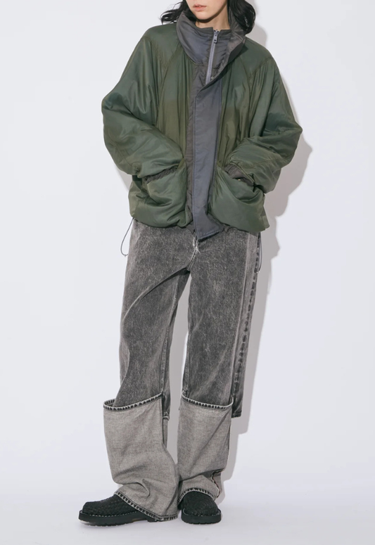 beautiful people selvedge denim flip hem pants blk bleach