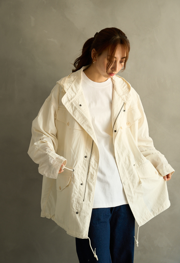 ARMY TWILL Nylon OX Hooded Coat【残り各サイズ1点 WHITE/L.KHAKI】