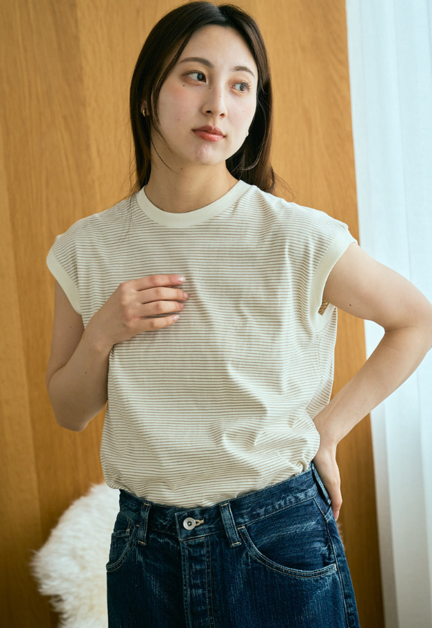 Healthknit Narrow Border Jersey Sleevless【WOMENS ITEM】