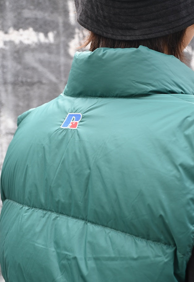 ◆[バイバック保証] RUSSELL ATHLETIC Recycled Down Vest【残りMOSS/L/1点】