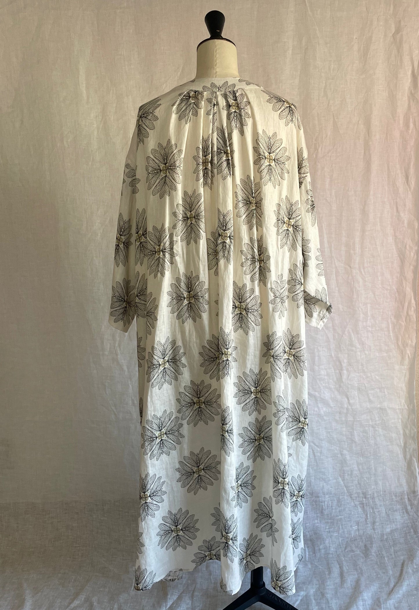 ◆[バイバック保証] drawell LINEN PRINTED V-NECK GAZAR OP【BERGAMOT】