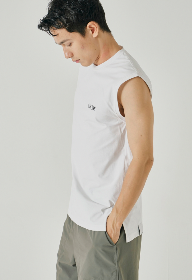 ◆[バイバック保証] &MOSS 【クーポン割引】DRY TOUCH OVERSIZED BACKPRINT NO SLEEVE T-SHIRTS