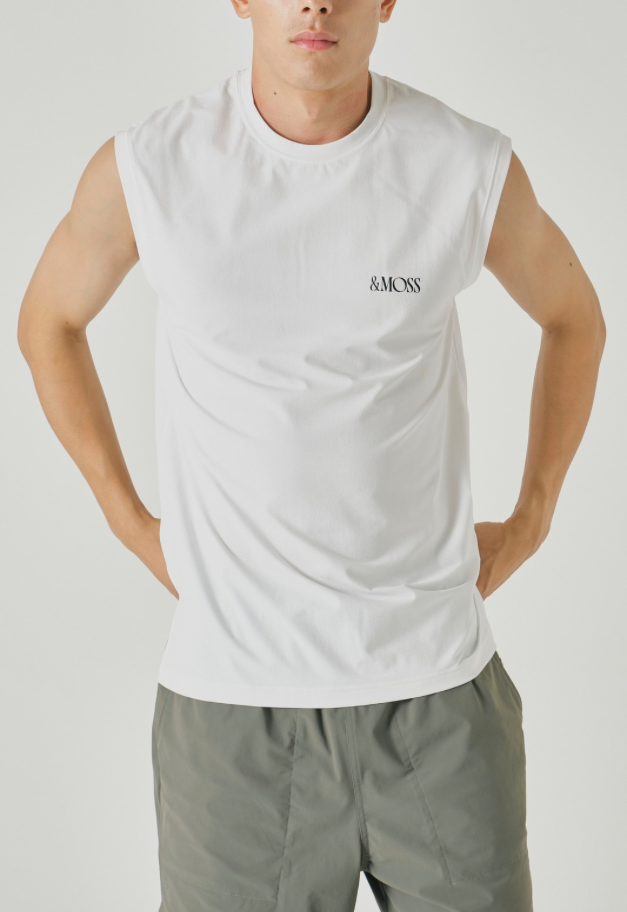 ◆[バイバック保証] &MOSS 【クーポン割引】DRY TOUCH OVERSIZED BACKPRINT NO SLEEVE T-SHIRTS